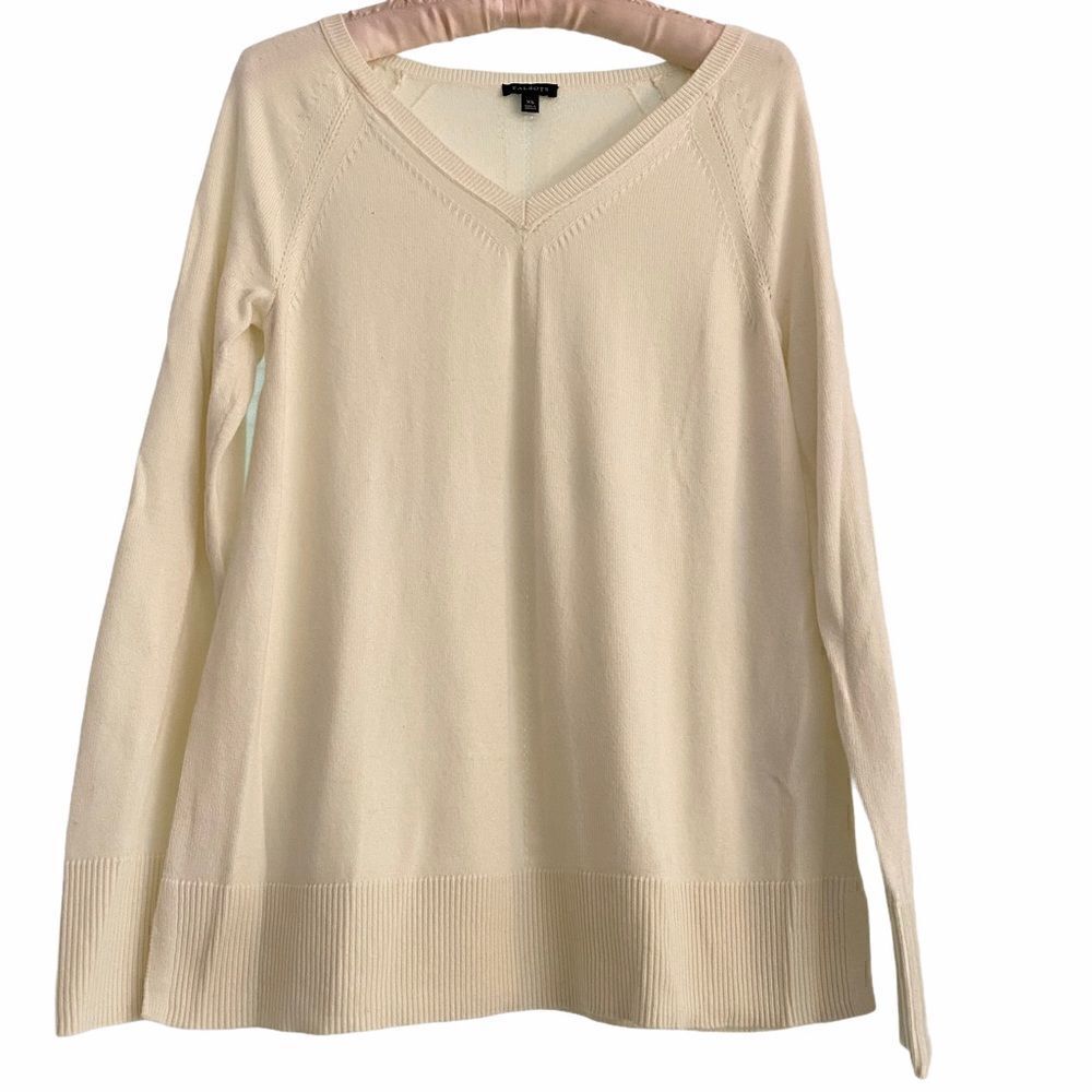 Talbots Ivory Lightweight V Neck Sweater XS